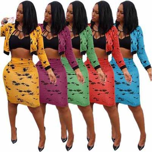 

womens designer luxury clothes two piece sets two piece dress lady brand suits 2020 new fashion middle skirt suit print set + dress, White