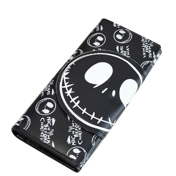 

2colors new 18*8.5*2cm long comics nightmare wallets thriller movie cartoon jack skull purses pu leather clutch, Red;black