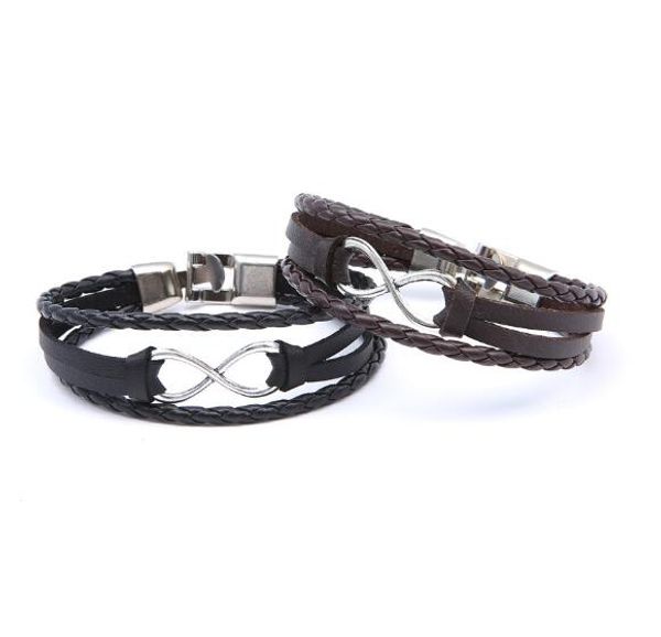 

brand 8-word men's leather bracelets jewelry for women men designer bracelets bangles pulseiras accessories gifts xmas mother's da, Golden;silver