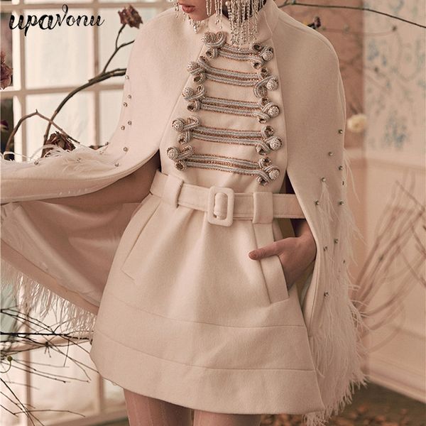 

2019 new winter stitching dress female high collar bodycon dress celebrity party feather diamond belt mini vestidos, Black;gray