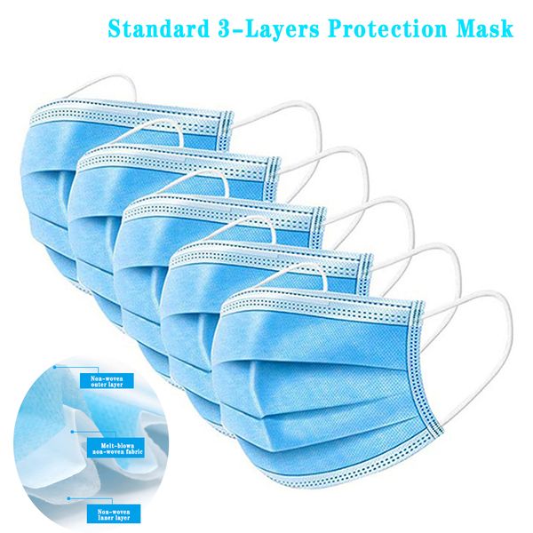 

disposable face mask 3 layer ear-loop dust mouth masks cover 3-ply non-woven disposable dust mask soft breathable outdoor part