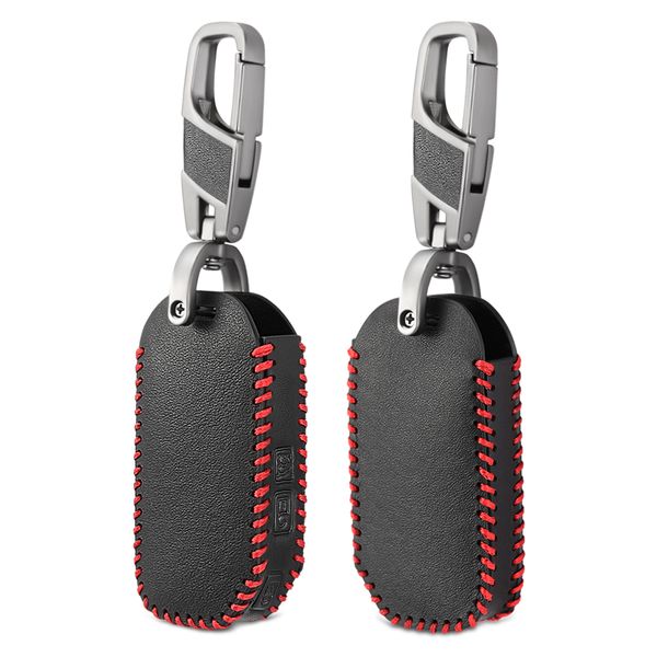 

3 buttons leather car key case for kia sportage ceed sorento cerato forte stinger k900 2017-2019 cover remote fob shell jacket