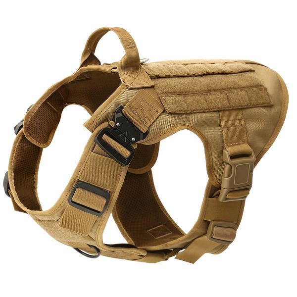 

mxsleut tactical breathable dog clothes harness adjustable size training hunting molle dog vest harness, Camo;black