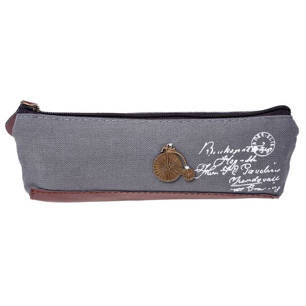 

retro canvas paris pencil pen case bag cosmetic makeup coin purse pouch bag,bicycle