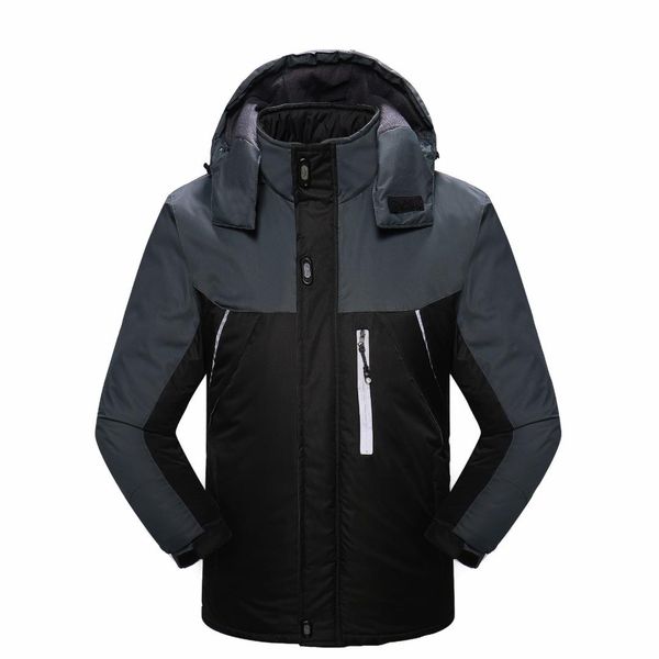 

2019 autumn winter men's detachable hood plus velvet thick jacket men outerwear coat large size outdoor windbreak jacket, Black