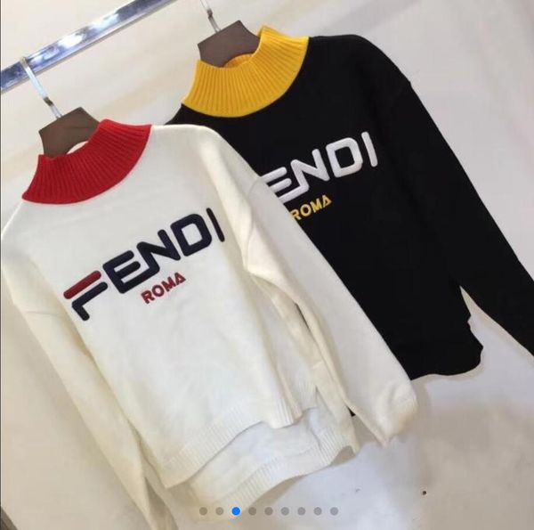 

European tation letter 2019 autumn and winter new tar with the ame cardigan european tation letter contra t color loo e belt knit jacke, White;black