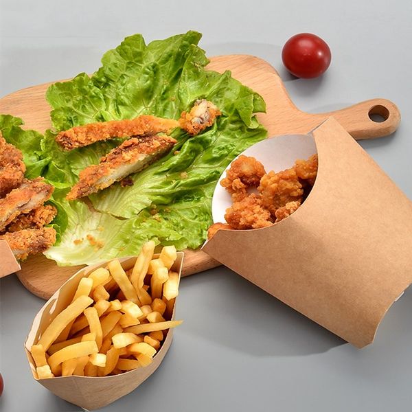 

creative kraft paper fries box disposable french fries box fried chicken box waterproof anti-oil food grade package 100pcs