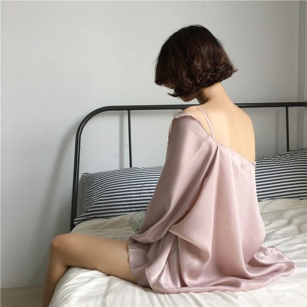 

3pcs satin nightgowns woman set nightwear, Black;red