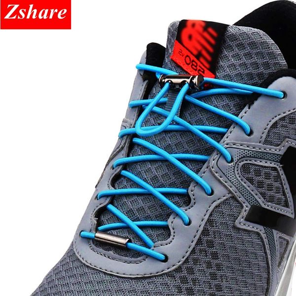 

1pair quick shoelaces elastic no tie shoe laces round sneakers shoelace kids lazy laces 18 color strings metal lock, White;pink