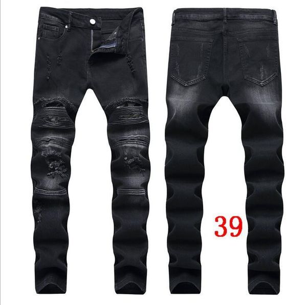 

2020 new jeans men's fashion straight fit trousers the jogger cargo pants senior hip hop skinny jeans, Blue
