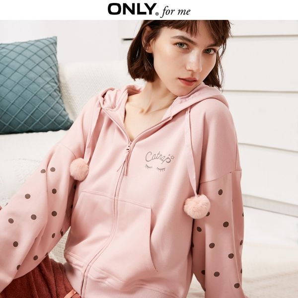 

only women's brushed hooded coat |11839r506, Black;red