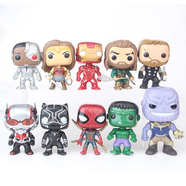 

funko pop justice league & marvel avengers iron man spiderman logan model action figure collectible model toy