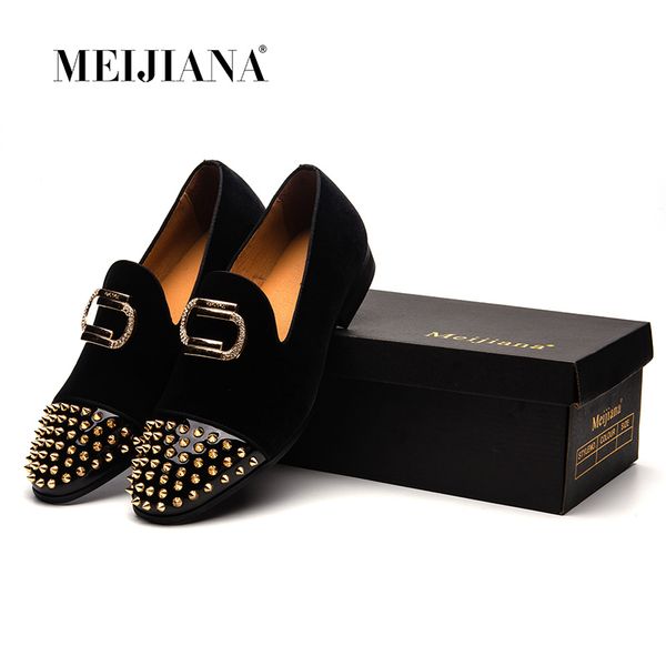 

black and red loafers 2019 gentleman pointed men's flat casual shoes knot wedding dress men's shoes meijiana