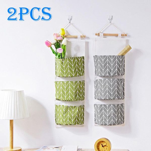 

3 grids wall hanging organizer storage bag containing toys decor pocket pouch 2pc home wall storage bag save space f3
