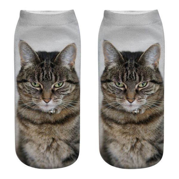 

1 pair man socks combed cotton cartoon animal men 3d novelty crazy funny cat ankle socks cute colorful cartoon low cut socks, Black
