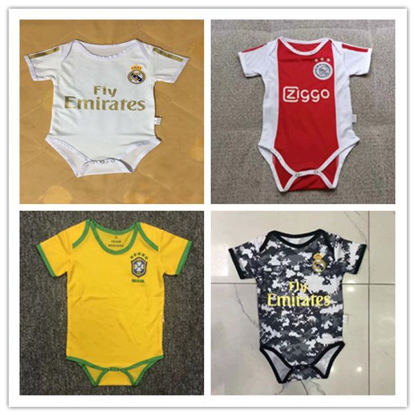 

2019/20 baby soccer jersey 6 to 18 months short-sleeved jumpsuit baby triangle climbing clothes hazard isco bale baby football uniforms, Black