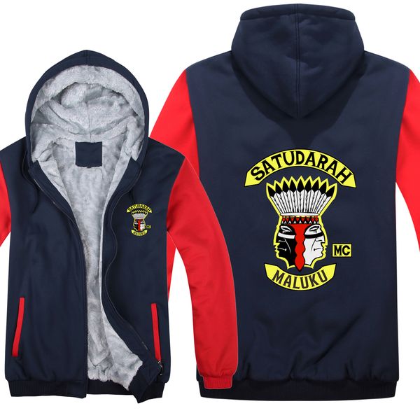 

motorcycle satudarah mc malku hoodies warm men fashion wool liner jacket satudarah malku sweatshirts men coat, Black