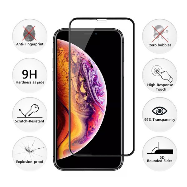 

5d изогнутый полное покрытие закаленное стекло протектор экрана для нового iphone хс хз макс полное покрытие пленка 3d кромкой экрана протек