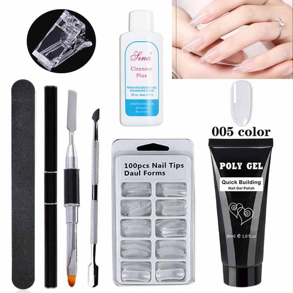 

nail builder 30g poly gel nail acrylic poly gel crystal uv builder tips enhancement slip solution quick extension set, Red;pink