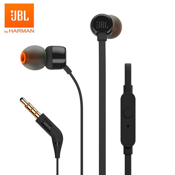 

jbl t110 3.5mm wired earphones stereo music deep bass earbuds headset sports earphone in-line control hands-with microphone