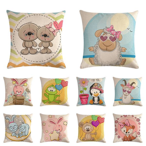 

подушка обложка фестиваль животных овцы fox 45x45cm с днем рождения медведь наволочка новогодний подарок спальня диван украшение zy963