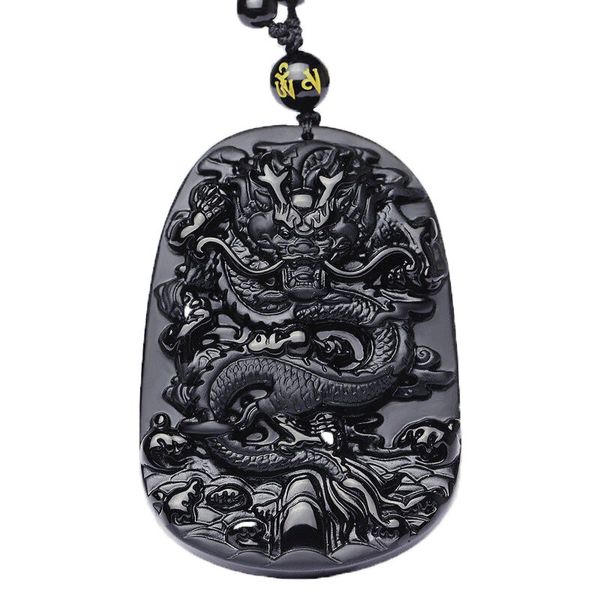 

qianxu drop shipping black obsidian dragon necklace pendant jade pendant jewelry fine jewelry, Silver