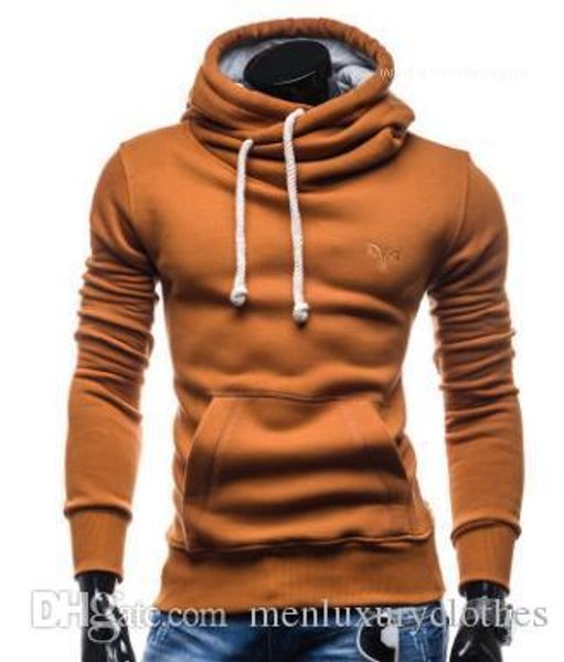 

embroidery solid hooded sweatshirts harajuku pullovers men autumn spring new turtleneck hoodies, Black