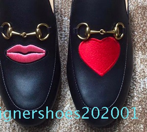 

12019 brand mules princetown men women fur slippers mules flats genuine leather luxury designer fashion metal chain ladies d01, Black