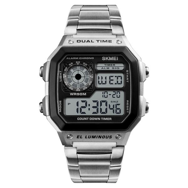 

cainuos brand men watches waterproof casual watch stainless steel digital wristwatch clock relogio masculino, Slivery;brown