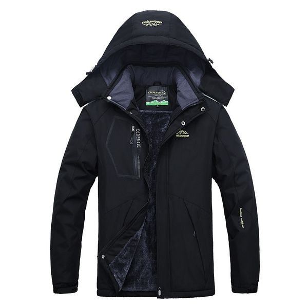 

nice winter snow jacket men thick velvet warm windproof waterproof parkas fleece hooded coat plus size 5xl windbreaker jackets, Black