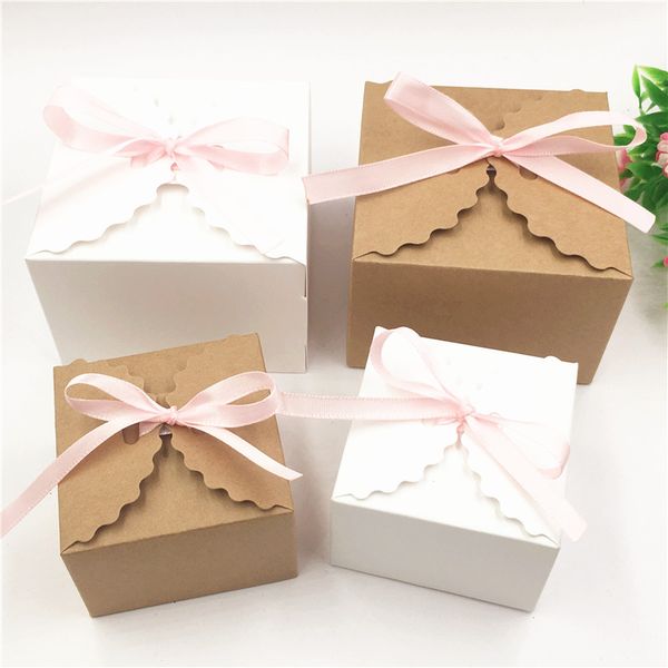 

kraft paper candy box gift party festivals decoration paper cases with strings present package boxes two size 24pcs/lot