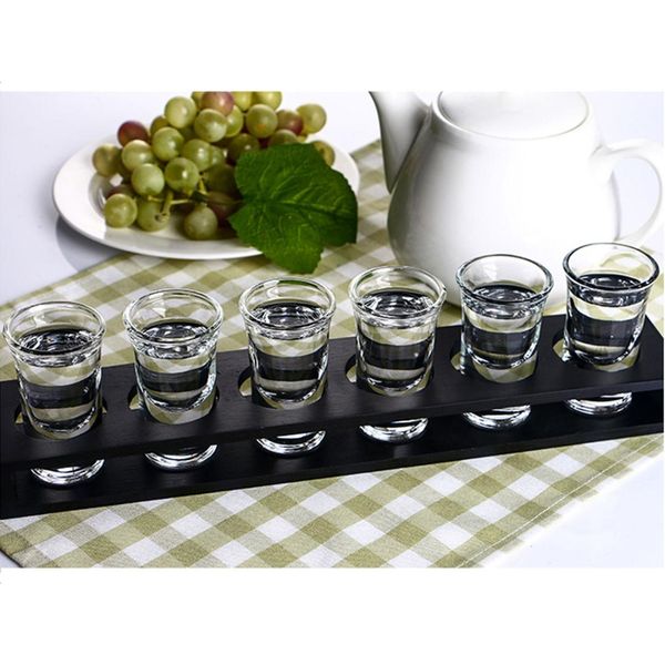 

tablewine racks wooden single row glass display holder 6 holes beer mug bar stand bracket cup storage carrier rack serving tray
