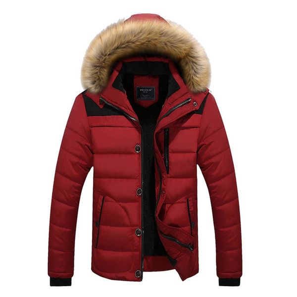 

winter jacket men plus size thick warm parka fleece casual fur hooded jacket coat with pocket windbreaker outerwear, Black