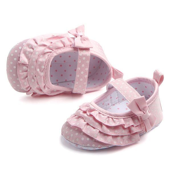 

baby girl classic shoes breathable dot pattern anti-slip shoes with bowknot casual sneakers toddler soft soled first walkers