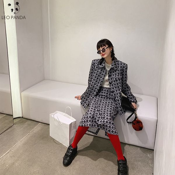 

work dresses vintage autumn winter thicken women pant suit light green notched blazer jacket & skirt 2021 office wear suits female sets, White;black