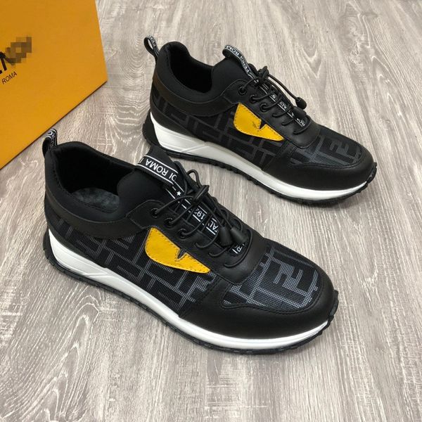 

2020 mens luxury f designer casual shoes black white yellow mesh leather men brand runner low fashion leisure shoes 38-44