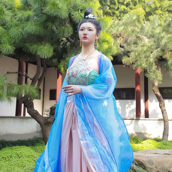 

chinese queen costume tang dynasty tv film fairy dress pgraphy women trailing dance stage wear, Black;red