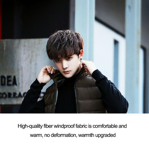 

men's casual vest jacket for autumn winter thickened sleeveless cotton padded warm windproof breathable anti - static coffee, Black;white
