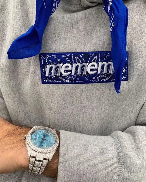 

19fw бандана box logo толстовка с капюшоном мужчины женщины вышивки logo толстовки моды hip hop highstreet outwear 8 цветов s-xl 6831, Black