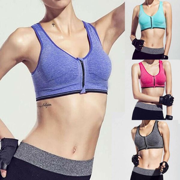 

women zipper push up sports bras vest underwear shockproof breathable gym fitness athletic running yoga bh sport, White;black