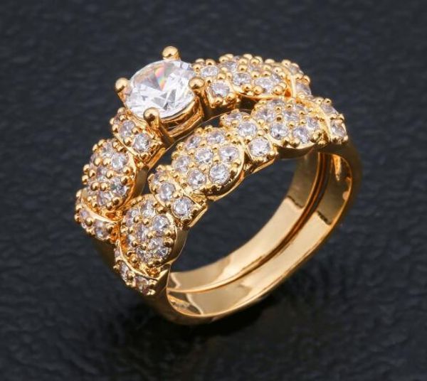 

fine wholesale - european and american selling jewelry wholesale jewelry platinum filling cross double drill ring sets, Slivery;golden