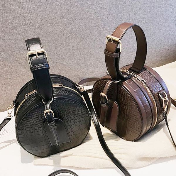 

round handbag fashion messenger shoulder bag ladies 2020 messenger bag crocodile leather classic handbag