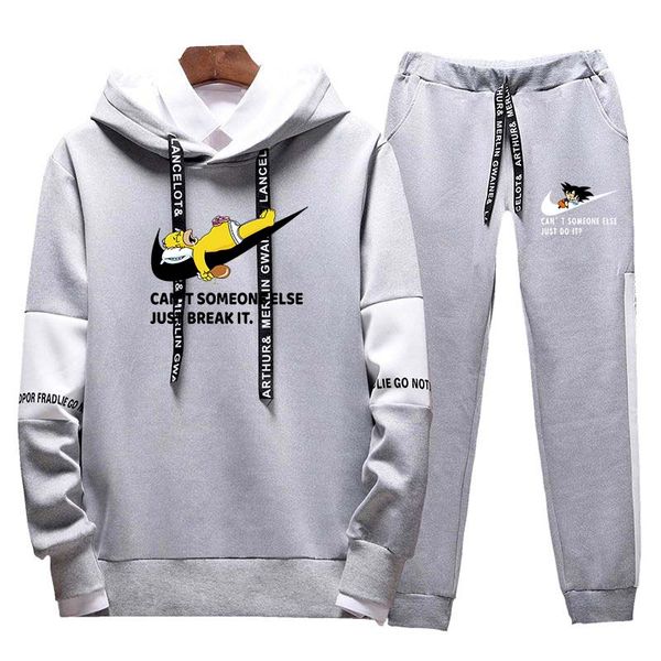 

brand clothing men's sports and leisure sweatshirt pullover men's sportswear hoodies two-piece + pants sports autumn and winter, Black;blue