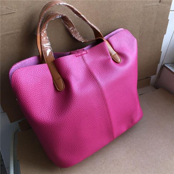 

fashion women pink handbag female soft leather bucket handbags women's tote bags girls shoulder hand bag woman pochette femme