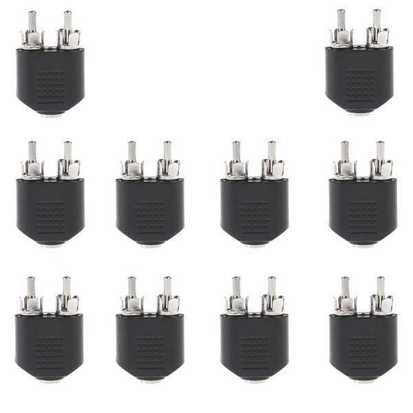 

10xdual 2-rca штекер 3,5 мм женский стерео аудио конвертер адаптер rca