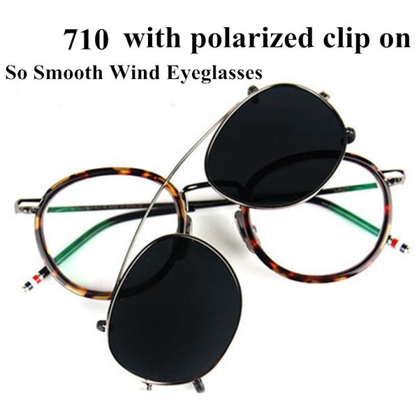 

thom модных старинных очки кадр для мужчин и женщин tb710 близорукости очковых оправ с поляризованным клипом очки с коробкой, Silver