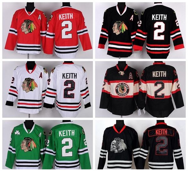 

ice hockey 2 chicago blackhawks duncan keith jerseys stadium series winter classic black ice skull red white green purple, Black;red