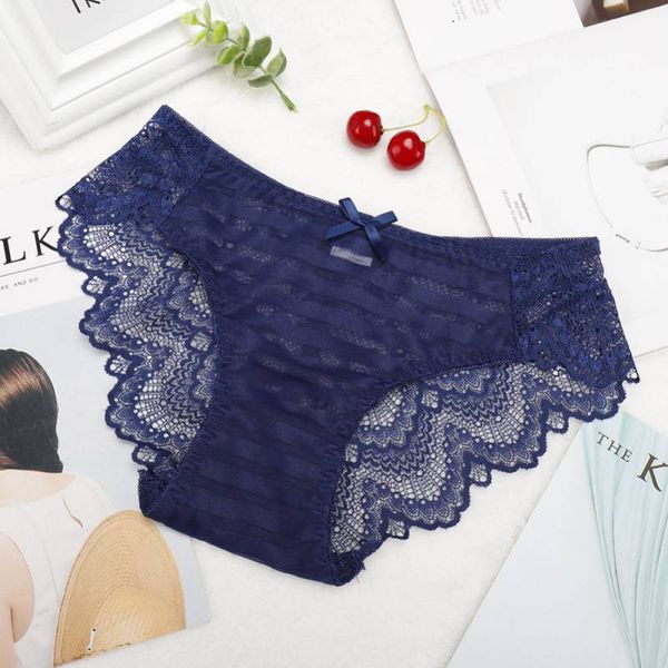 

women's panties lace ladies solid color fancy bow breathable mid waist women's no trace briefs est 2021, Black;pink