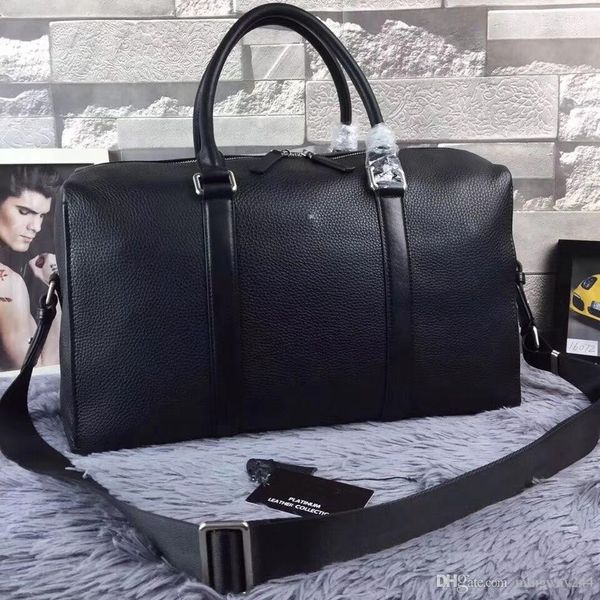 

man brand genuine leather travel bags black big bags