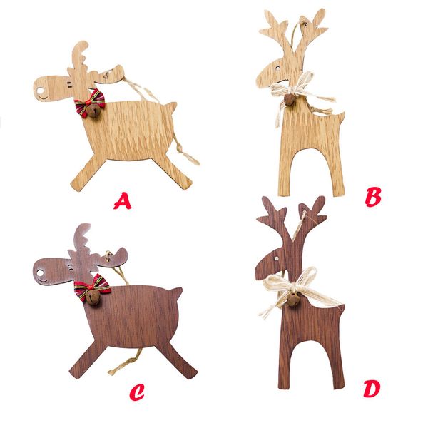 Christmas Deer Wooden Tree Pendants Diy Ornaments For Christmas